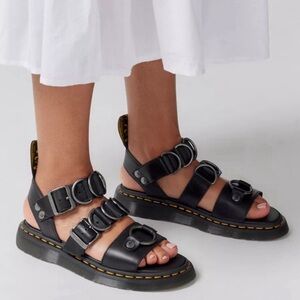 Dr. Martens Black Leather Gryphon Alternative Buckle Sandals